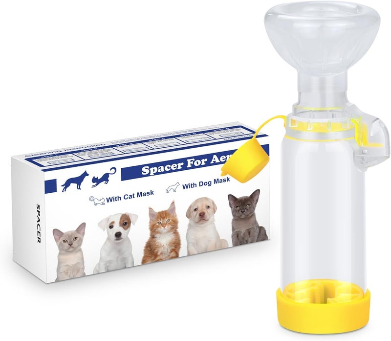 freespace Chamber for Pets Inhaler Spacer for Cat or Dog Handheld Spacer for Giving Medicine to Your Pet with Exclusive Breathing Indicator (for Cat(Yellow)) - Image 1